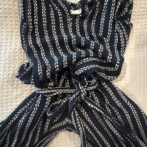 Billabong Black and White Striped Jumpsuit
